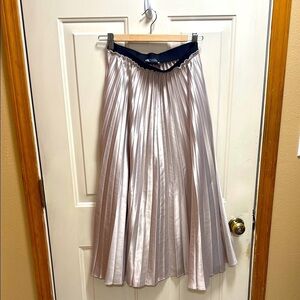 Zara Elegant Champagne Cream Pleated Satin look maxi Skirt size S